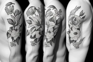 swimmer with flowers tattoo idea