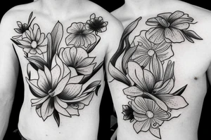 swimmer with flowers tattoo idea