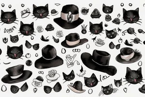 black cat wearing a hat tattoo idea