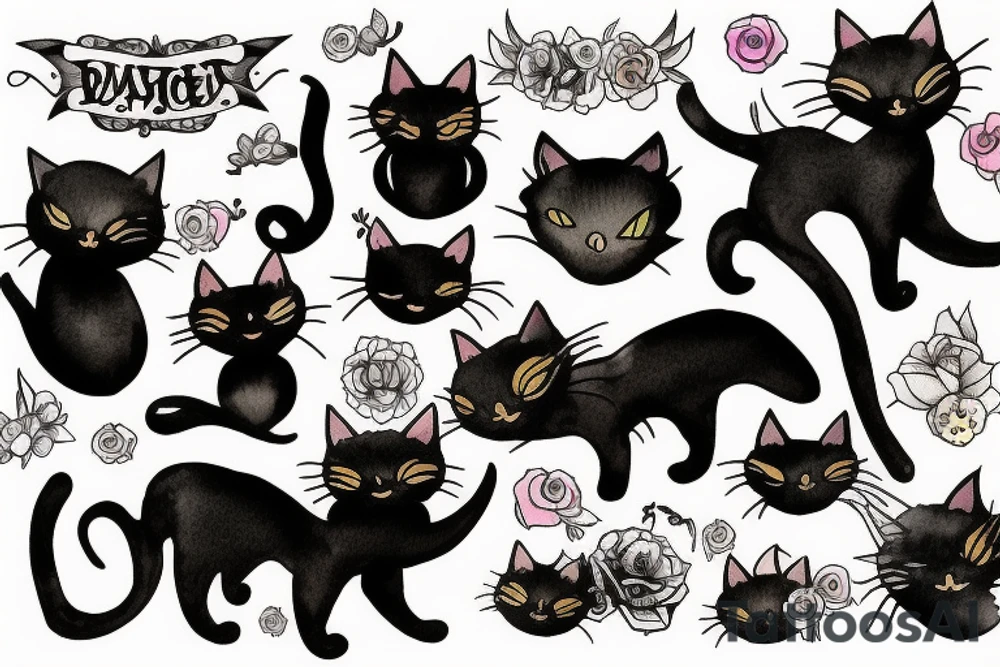 black cat tattoo idea