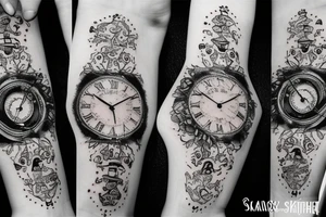 Hand tattoo of a clock broken in pain tattoo idea