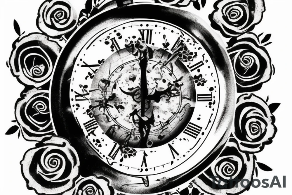 Hand tattoo of a clock broken in pain tattoo idea