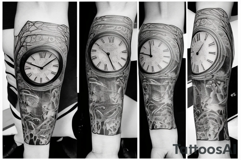 Tattoo of a broken clock represent pain tattoo idea