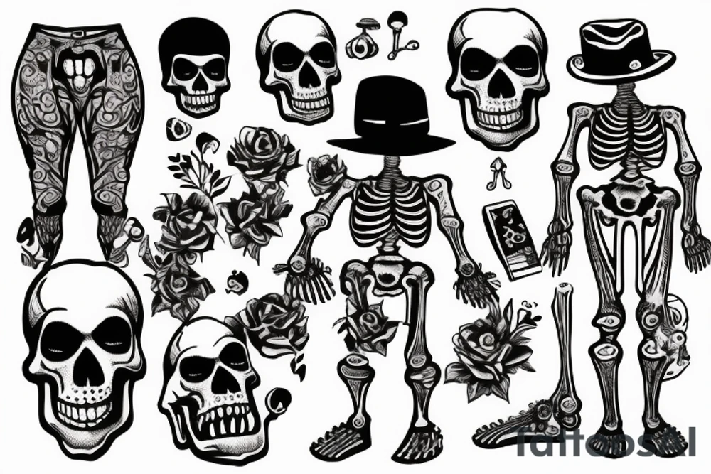 skeleton with pants tattoo idea