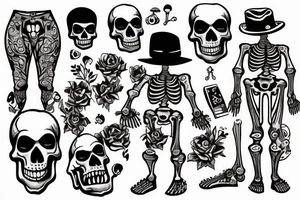 skeleton with pants tattoo idea