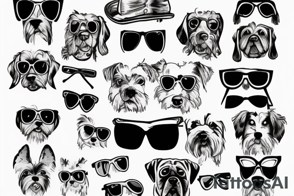 dog with sunglasses tattoo idea