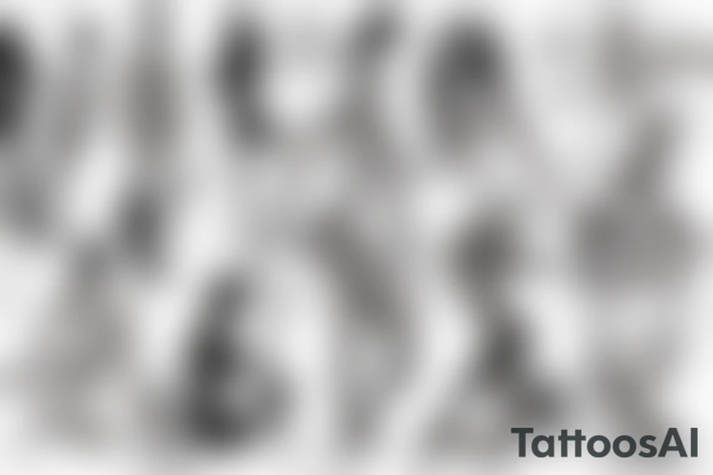 Model for figure drawing with sketch lines tattoo idea