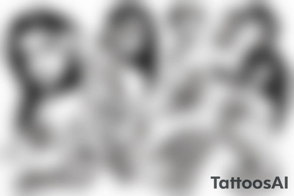 Model for figure drawing with sketch lines tattoo idea