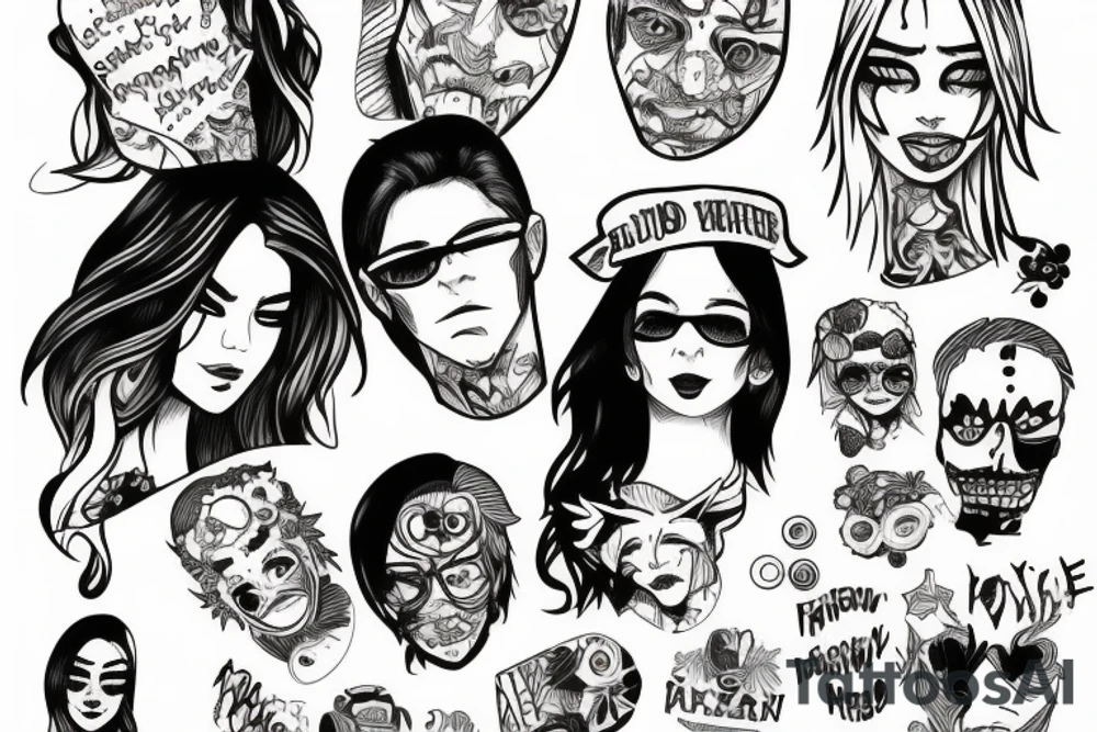 Comic panel with boyfriend and girlfriend with gritty style tattoo idea