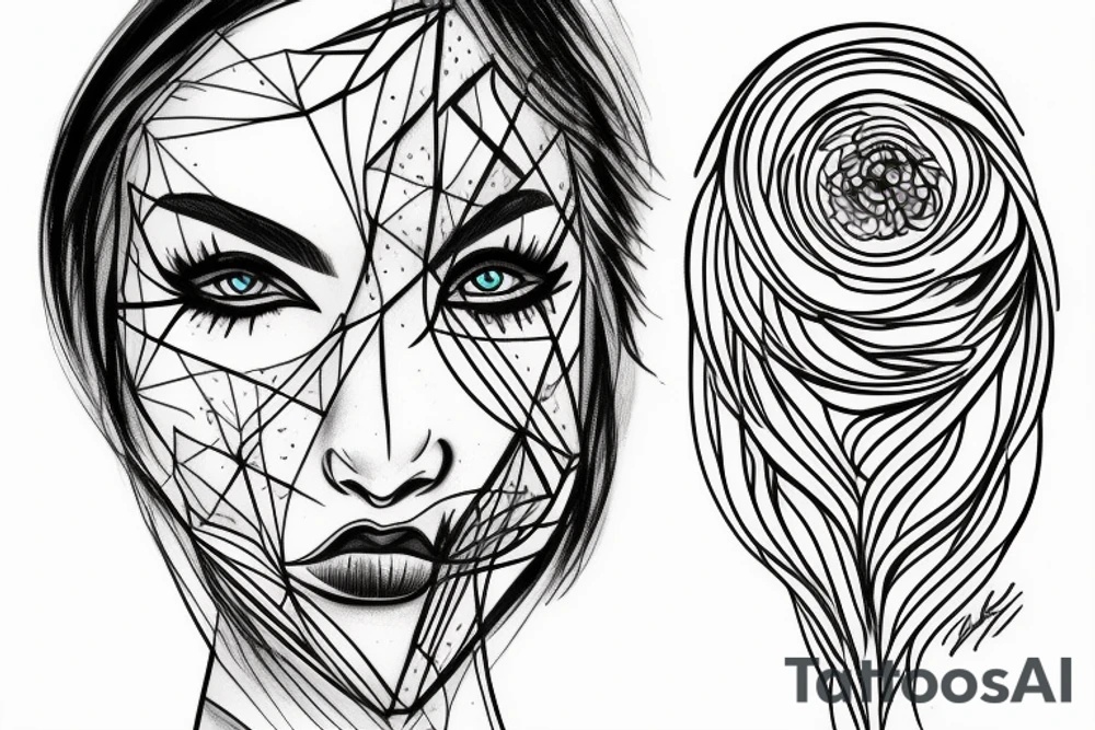 Single line half face tattoo tattoo idea