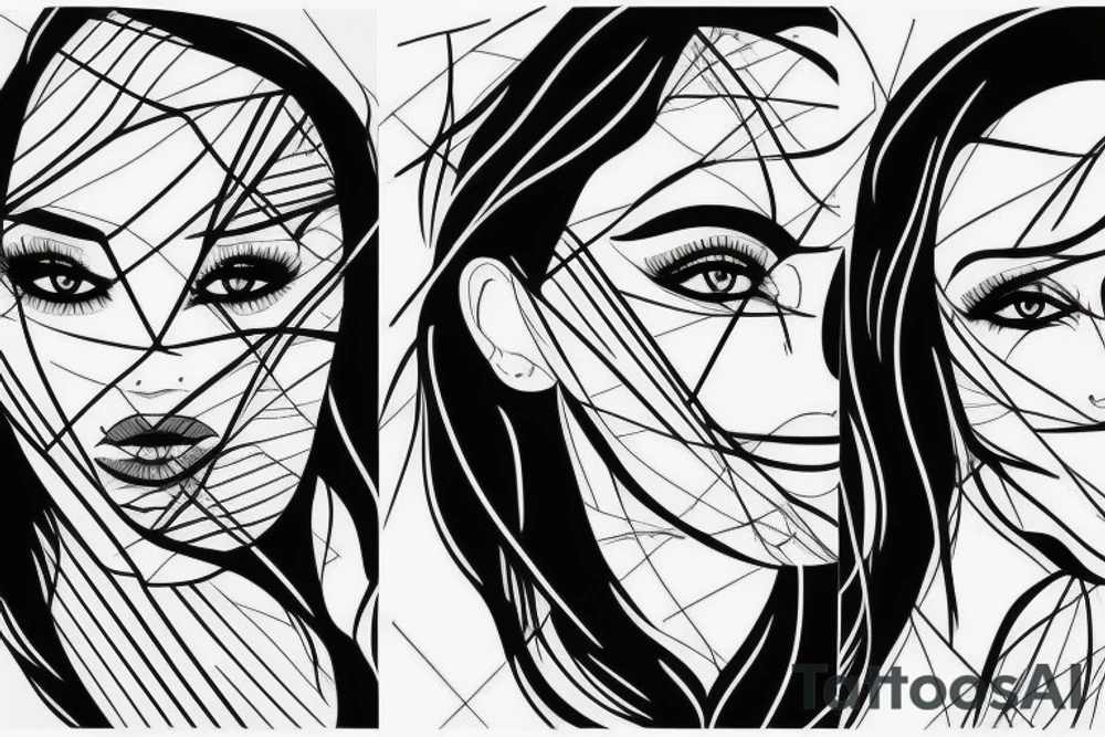 Single line half face tattoo tattoo idea