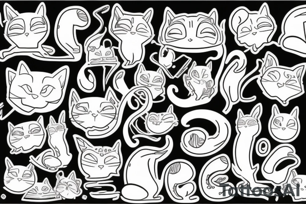 back of a black and white cat sitting tattoo idea
