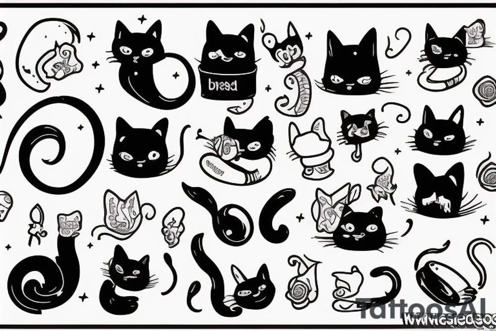 back of a black and white cat sitting tattoo idea