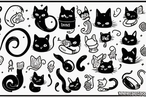 back of a black and white cat sitting tattoo idea