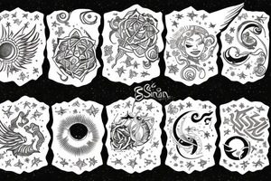 Phoenix sun moon stars tattoo idea