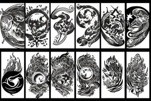 Phoenix sun moon stars tattoo idea