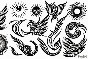 Phoenix sun moon tattoo idea