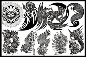 Phoenix sun moon tattoo idea