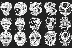 Concept quantumphysic, from atom to universe tattoo idea