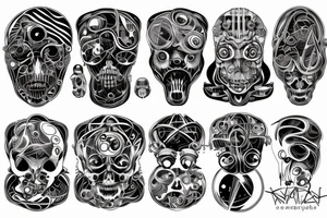 Concept quantumphysic, from atom to universe tattoo idea
