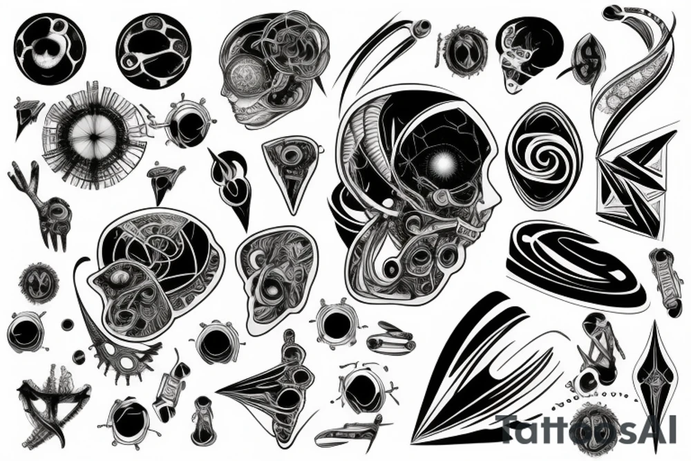 Concept quantumphysic, thin line, complicated tattoo idea