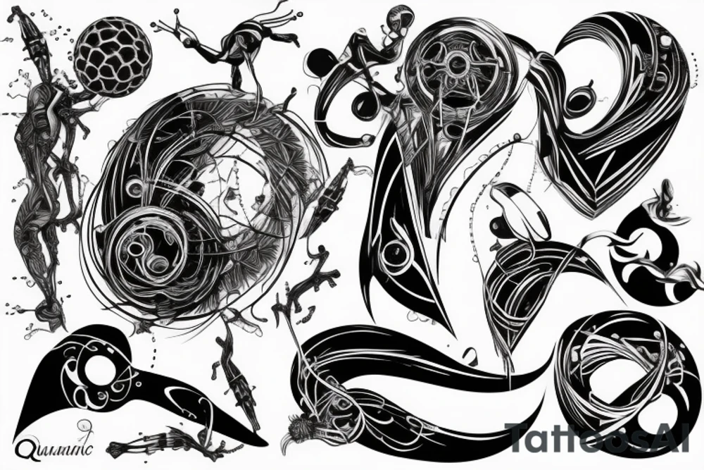 Concept quantumphysic, thin line, complicated tattoo idea