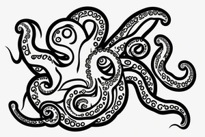 The profile of a bowl with octopus tentacles sticking out of it tattoo idea