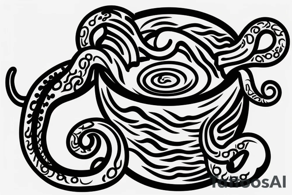 The profile of a soup bowl with tentacles sticking out of it tattoo idea