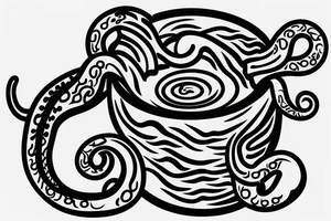The profile of a soup bowl with tentacles sticking out of it tattoo idea