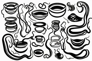 The profile of a soup bowl with tentacles sticking out of it tattoo idea