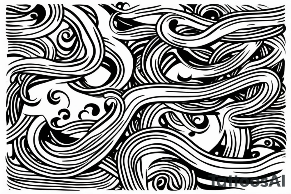 The side of a soup bowl with tentacles sticking out of it. Minimalism tattoo idea