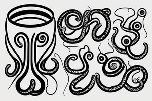 The side of a soup bowl with tentacles sticking out of it. Minimalism tattoo idea