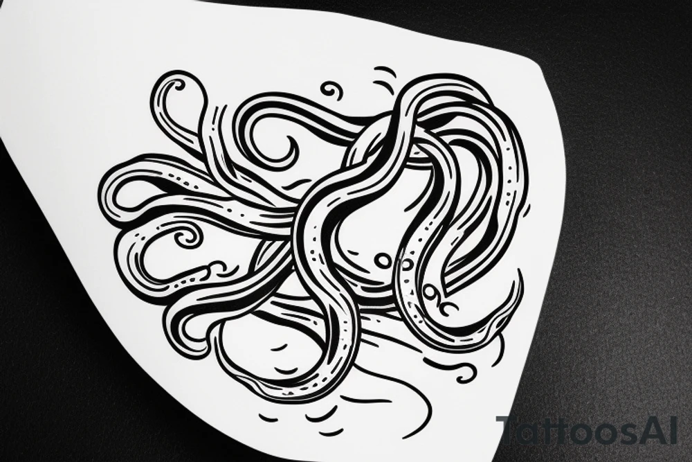 The side of a soup bowl with tentacles sticking out of it. Minimalism tattoo idea