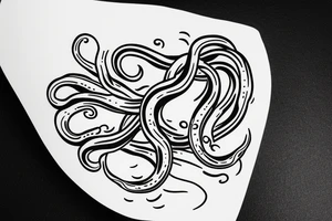 The side of a soup bowl with tentacles sticking out of it. Minimalism tattoo idea
