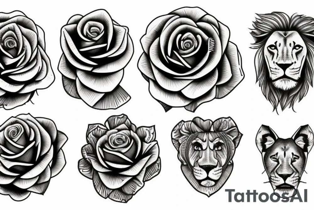Lion rose tattoo idea
