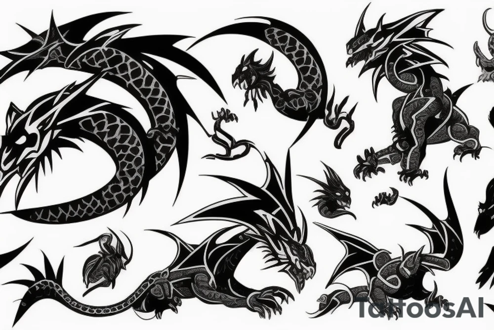 Tribal cyber dragon tattoo idea