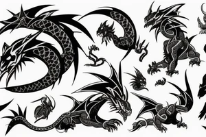 Tribal cyber dragon tattoo idea