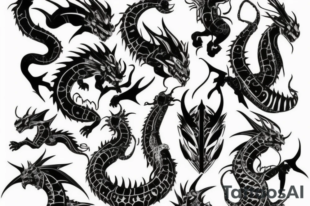 Tribal cyber dragon tattoo idea