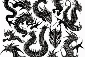Tribal cyber dragon tattoo idea