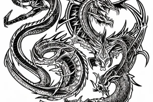 Tribal cyber dragon with single segments and elektronik conektions and single style tattoo idea