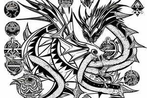 Tribal cyber dragon with single segments and elektronik conektions and single style tattoo idea