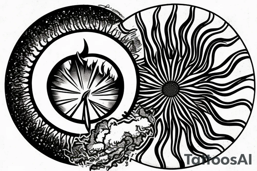 Circle with sun and Mountain ,love tattoo idea