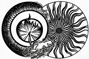 Circle with sun and Mountain ,love tattoo idea