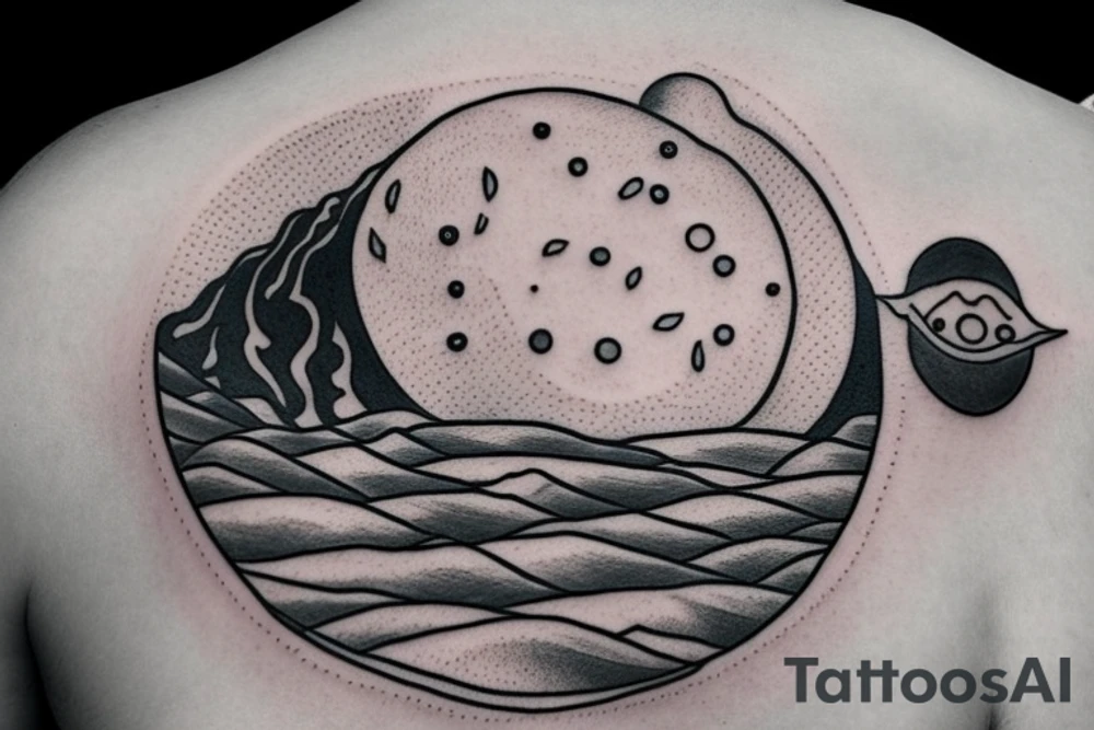 Circle with sun and Mountain ,love tattoo idea