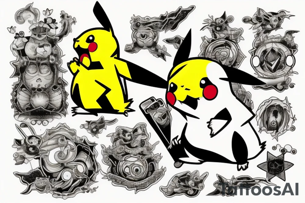 Pikachu using thunderbolt tattoo idea