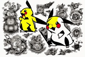 Pikachu using thunderbolt tattoo idea