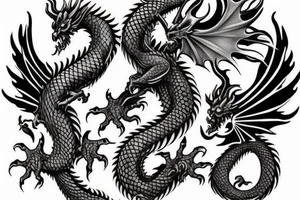 I want a full sleeve flying dragon which will start from my shoulder to my wrist. The talons on the dragon will be trying to grasp the skull on my forearm. tattoo idea