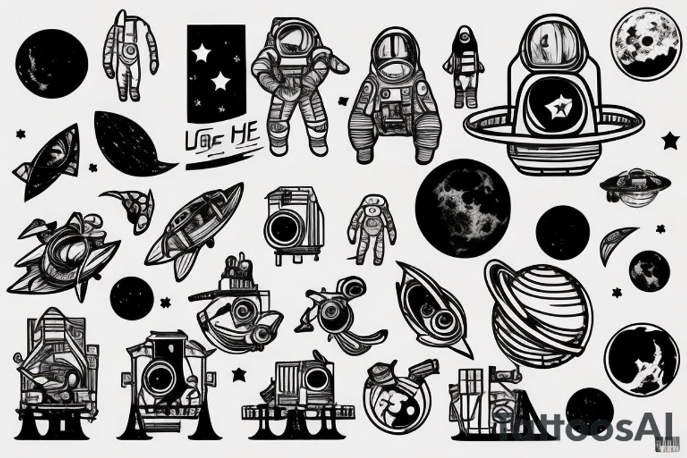 Astronaut on the moon looking into space tattoo idea
