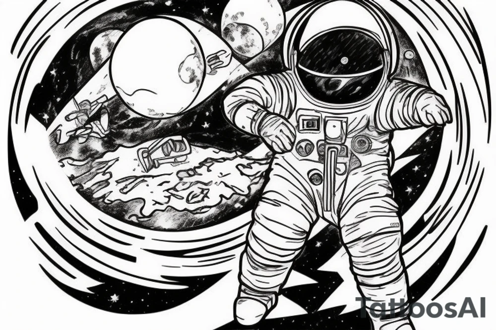 Astronaut on the moon looking into space tattoo idea