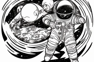 Astronaut on the moon looking into space tattoo idea